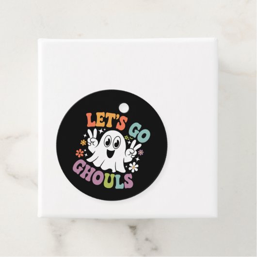 Étiquettes Cadeau Halloween Go Ghouls Ghost Retro Costume (En situation)