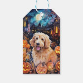 Étiquettes-cadeau Halloween Goldendoodle avec la peur Citrouille (Devant)
