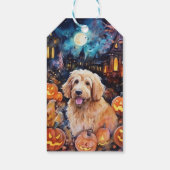 Étiquettes-cadeau Halloween Goldendoodle avec la peur Citrouille (Dos)