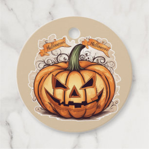Étiquettes Cadeau Halloween : Grande citrouille