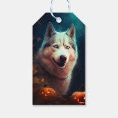 Étiquettes-cadeau Halloween Husky Sibérien Avec La Peur Citrouille (Dos)