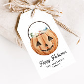 Étiquettes-cadeau Halloween Jack-O-Lantern à l'aquarelle mignonne