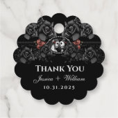 Étiquettes Cadeau Halloween Mariage noir blanc Skeletons ÉCHAPPÉS (Dos)