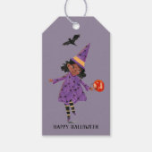 Étiquettes-cadeau Halloween mignon violet Trick et Treat sorcière (Devant)