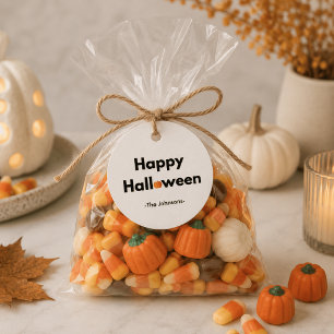 Étiquettes Cadeau Halloween minimaliste moderne – Citrouille personn