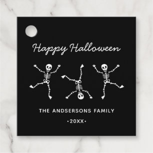 Étiquettes Cadeau Halloween noir et blanc main dessinée squelette Ha