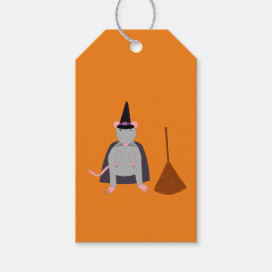 Étiquettes-cadeau Halloween Rat sorcier et Broom Custom