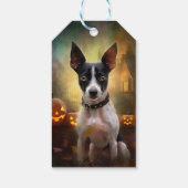 Étiquettes-cadeau Halloween Rat Terrier Avec La Peur Citrouille (Dos)