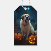 Étiquettes-cadeau Halloween Saint Bernard avec la peur Citrouille (Devant)