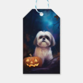 Étiquettes-cadeau Halloween Shih Tzu Avec La Peur Citrouille (Devant)