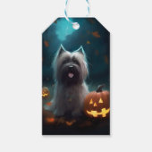 Étiquettes-cadeau Halloween Skye Terrier Avec La Peur Citrouille (Devant)