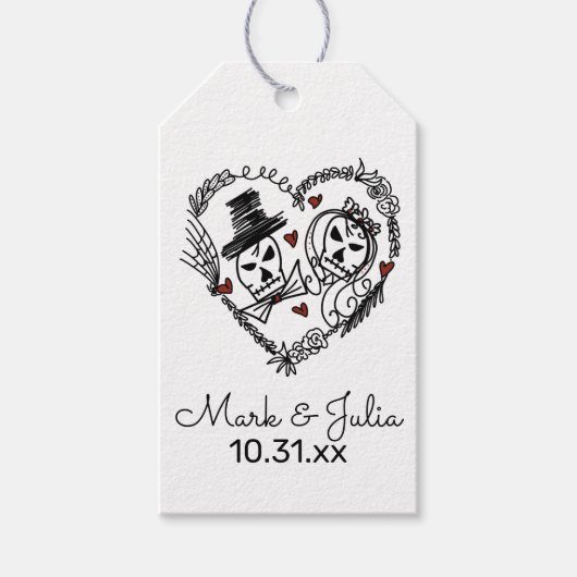 Étiquettes-cadeau Halloween Squelette Doodles Illustration de la cou (Devant)