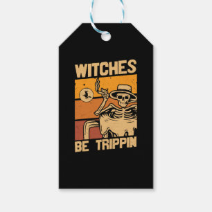 Étiquettes-cadeau Halloween squelette sorcières être trippin hallowe