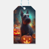 Étiquettes-cadeau Halloween Terrier écossais avec la peur Citrouille (Devant)