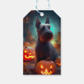 Étiquettes-cadeau Halloween Terrier écossais avec la peur Citrouille (Dos)