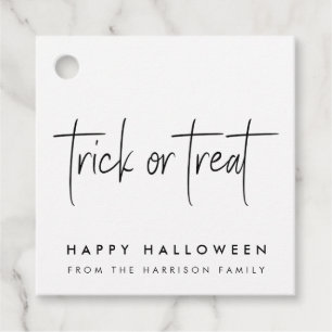 Étiquettes Cadeau Halloween Trick ou Treat   Blanc simple minimalist