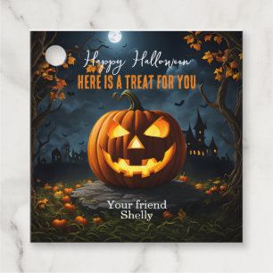 Étiquettes Cadeau Halloween tricoté ou traiter
