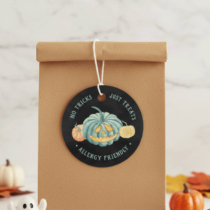 Étiquettes Cadeau Halloween Turquoise Citrouille Allergy Traitements