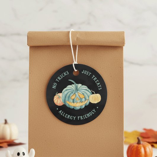 Étiquettes Cadeau Halloween Turquoise Citrouille Allergy Traitements