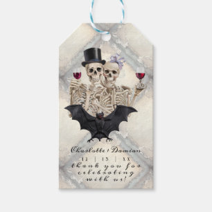 Étiquettes-cadeau Hallowen Gothic Skuls Tarot Le Mariage des amoureu