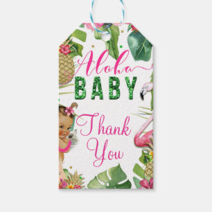 Étiquettes-cadeau Halo Hawaïen Tropicale Bébé Fille Vintage Favoris