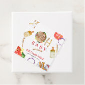 Étiquettes Cadeau Hamburgers et Bouteilles Oh Baby shower (En situation)