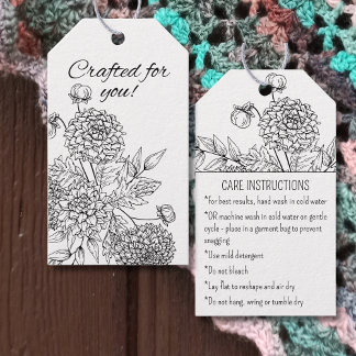 Étiquettes-cadeau Handmade Care Instructions Country Floral Hang Tag