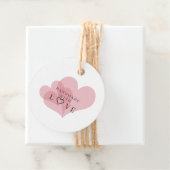 Étiquettes Cadeau Handmade with Love Quote on Transparent Hearts (En situation)