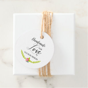Étiquettes Cadeau Handmade with Love Quote with Floral Design