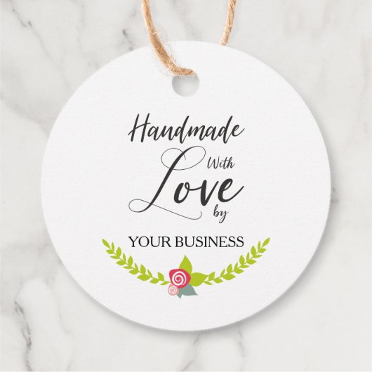 Étiquettes Cadeau Handmade with Love Quote with Floral Design (Dos)