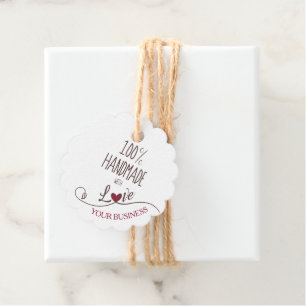Étiquettes Cadeau Handmade with Love Quote with Red Heart