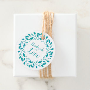 Étiquettes Cadeau Handmade with Love QuoteDesign in Aquamarine