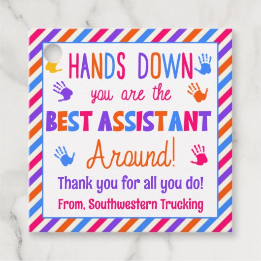 Étiquettes Cadeau Hands Down You are the Best Assistant Around (Devant)