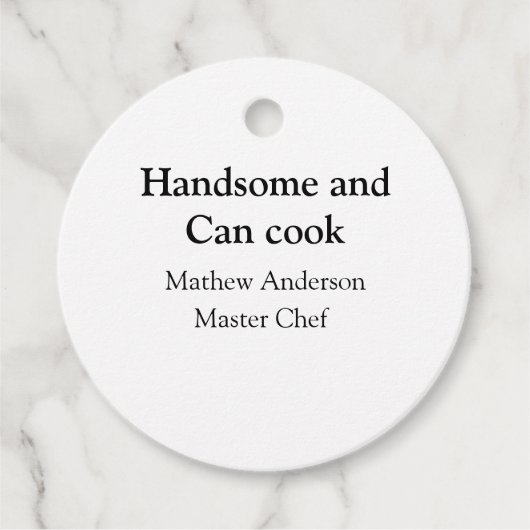 Étiquettes Cadeau Handsome et peut cuisiner ajouter nom maître chef (Devant)