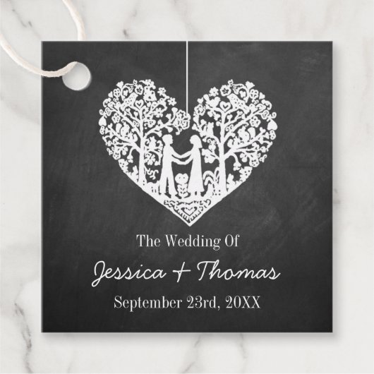 Étiquettes Cadeau Hanging Heart Tree Chalkboard Mariage Collection (Devant)