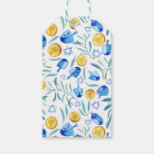 Étiquettes-cadeau Hanoukka Driedel Gelt Vacances Aquarelle (Dos)