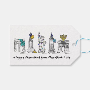 Étiquettes-cadeau Hanoukka heureuse de New York City Jewish Holiday