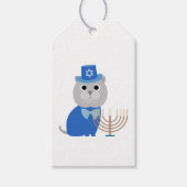 Étiquettes-cadeau Hanoukka Menorah Kitty (Devant)