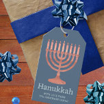 Étiquettes-cadeau Hanoukka Rustique Menorah amusant Whimsical Modern<br><div class="desc">Les étiquettes cadeaux Hanoukka personnalisées ajoutent une touche personnalisée à vos célébrations de vacances et ce style rustique en faux bois menorah sur le bleu profond riche marie le fantastique avec le moderne de manière délicieusement amusante. Ajoutez votre nom dans une police bleu clair au bas de ces étiquettes-cadeaux personnalisées...</div>