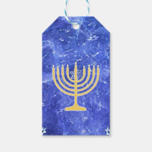 Étiquettes-cadeau Hanoukka Snowstorm Menorah
