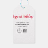 Étiquettes-cadeau Happest holiday ajouter business logo nom q r code (Dos)