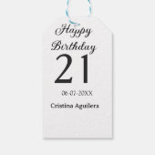 Étiquettes-cadeau Happy 21st birthday bold letter simple name minima (Dos)