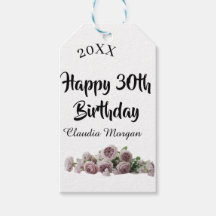 Happy 30th birthday pink white mauve floral name y