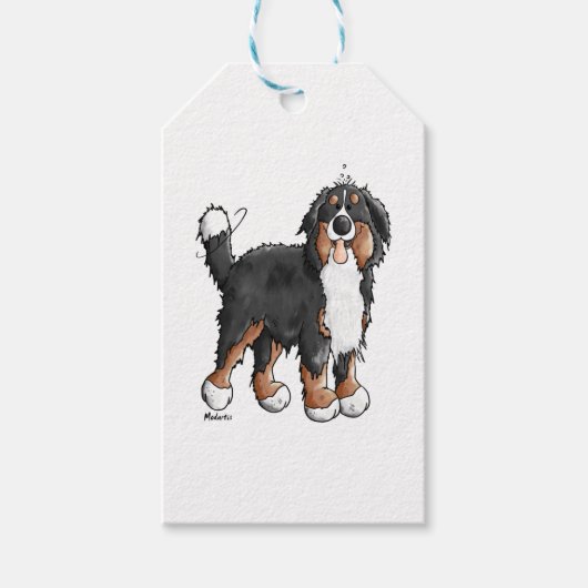 Étiquettes-cadeau Happy Bernese Mountain Dog - Comic - Chiens - Cart (Devant)