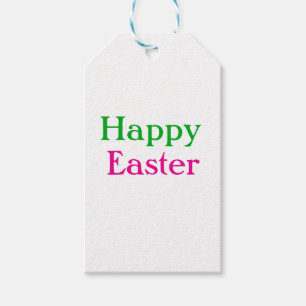 Étiquettes-cadeau Happy easter boho vert rose enfants ajouter nom ti