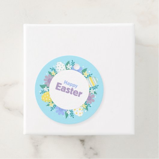 Étiquettes Cadeau Happy Easter Flowers and Eggs  (En situation)
