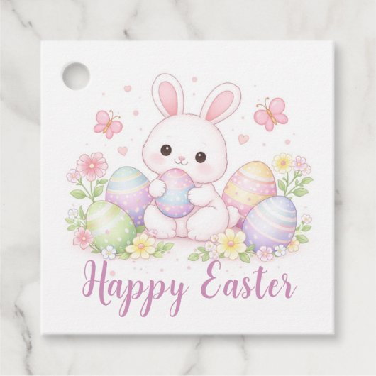 Étiquettes Cadeau Happy Easter Spring Design - Cute Easter Bunny  (Devant)