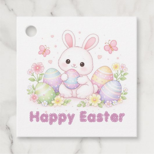 Étiquettes Cadeau Happy Easter Spring Design - Cute Easter Bunny  (Devant)