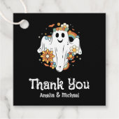 Étiquettes Cadeau Happy Ghost Retro Hippie Vibe Merci (Devant)