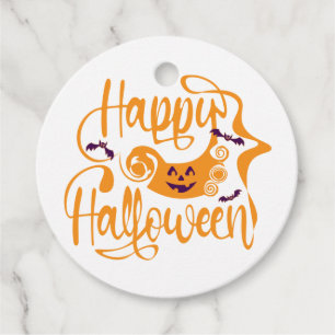 Étiquettes Cadeau Happy Halloween chauves-souris Jack-o'-lantern